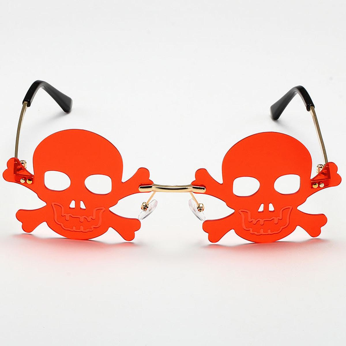 

Пара черепов новые безрамные забавные танцевальные очки для Хэллоуина . оранжевый