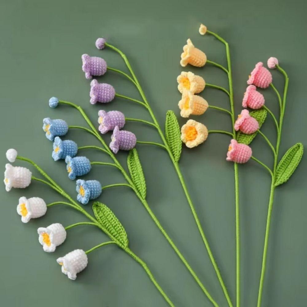 1pc Finished Product Lily of the Valley Crochet Flowers Hand-woven Knit Fake Flowers Party Wedding