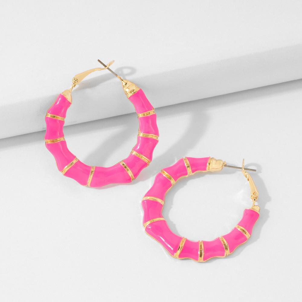Fashionable Pink Statement Earrings For Women Modern Geometric Jewelry Alloy