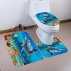 Shower Curtain And Bathroom Carpet Non-Slip Toilet Set, Home Bathtub Waterproof Shower Curtain 3D Printed Durable Polyester Fabr