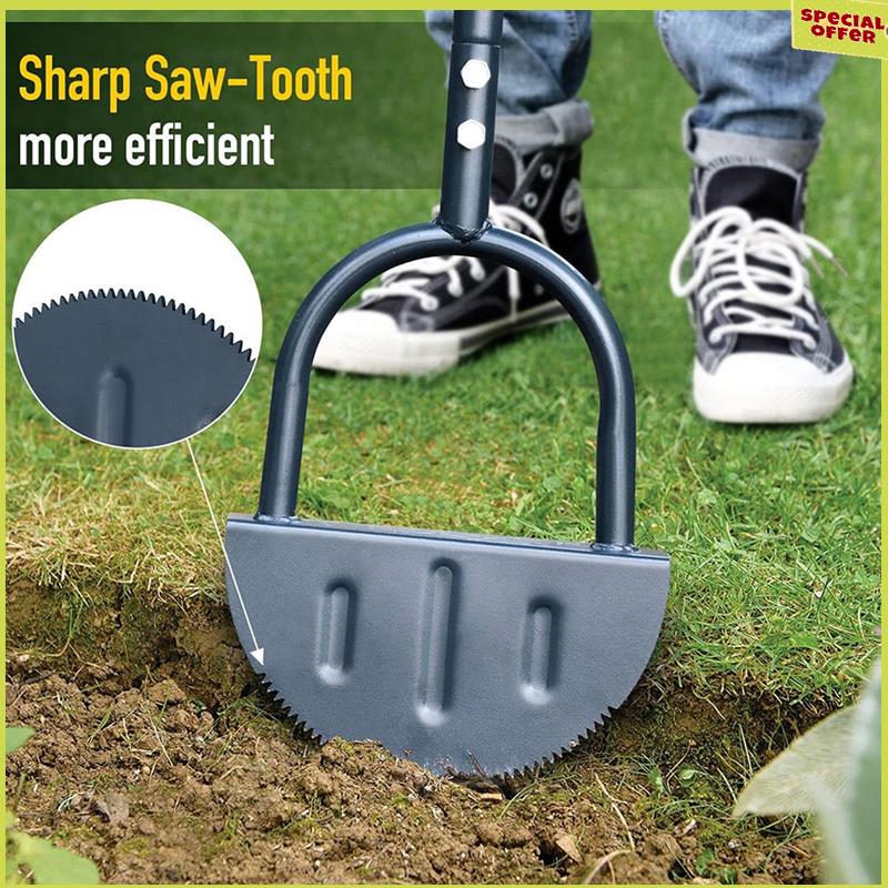 

A34R Saw-Tooth Edger Lawn Tool, Half Moon Lawn Edger With T-Grip, Sidewalk Grass Long Handled Step Edger, 38Inch Black Yellow Du