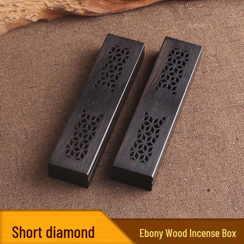Ebony Wood Incense Box with Agarwood Sandalwood Sticks and Burner for Indoor Use