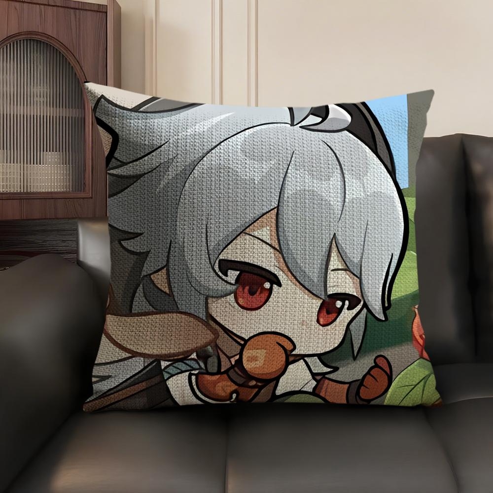 Razor Cute Cute Genshin Impact Cushion Cover Natural Linen Organic Fabric DoubleSided Printing Sofa Home Decor Gift Pillow Case