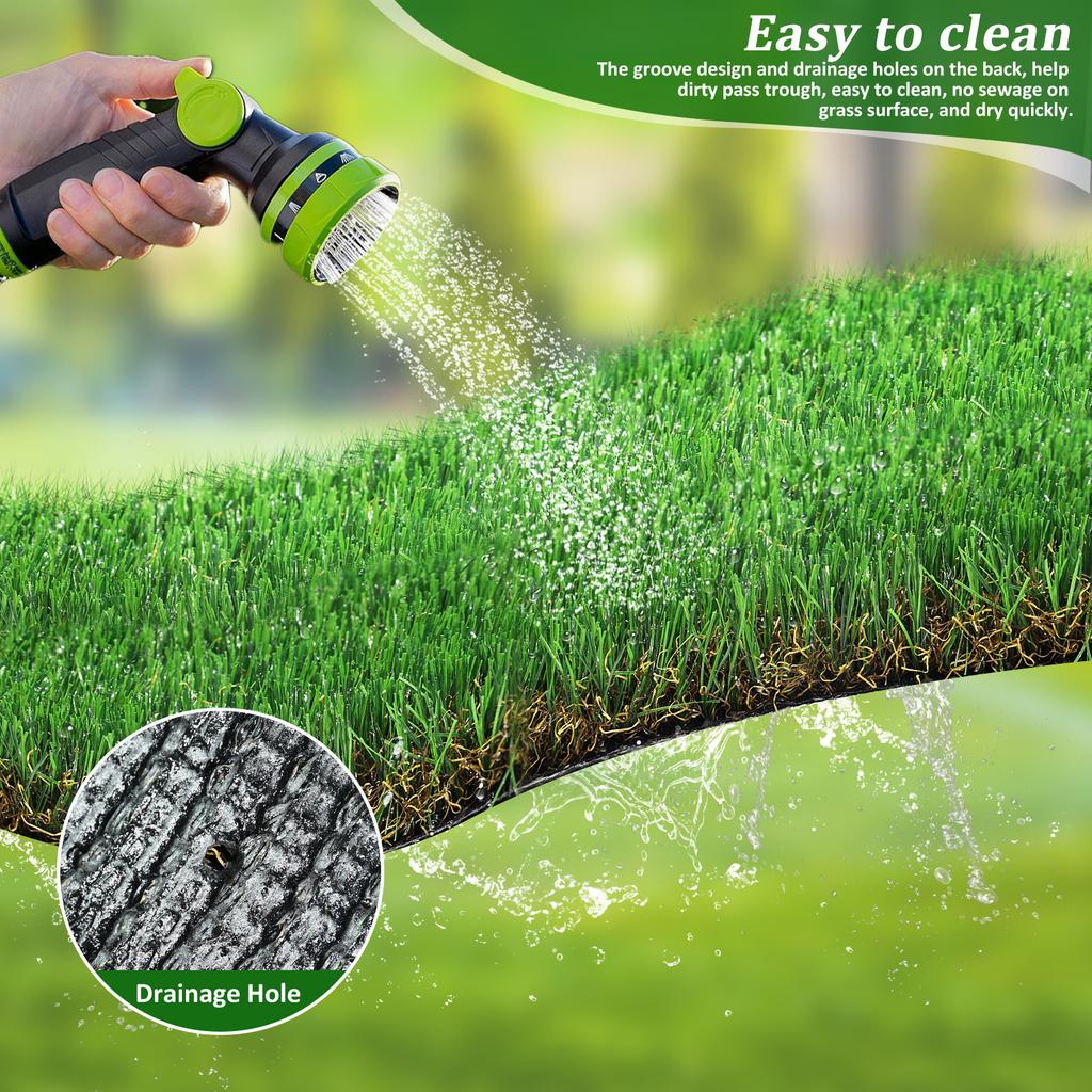 2M*3M Outdoor Artificial Grass Runner Rug, Thick Realistic Fake Grass Roll Decor Patio Balcony Garden Lawn, Dog Pets Turf Drain Mat, 1.38" Pile Height