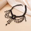 2Pcs Multilayer Beads Tassel Necklace Clavicle Chain Necklace Earrings Set  Party