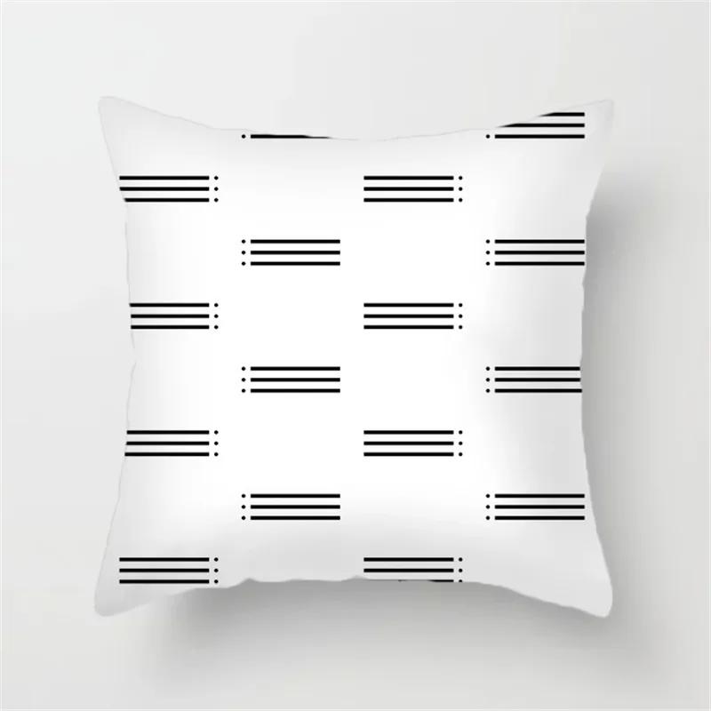 Office Sofa Car Cushion Cover Cartoon Black and White Simple Line Printing Luxury Home Decoration Pillow Cover