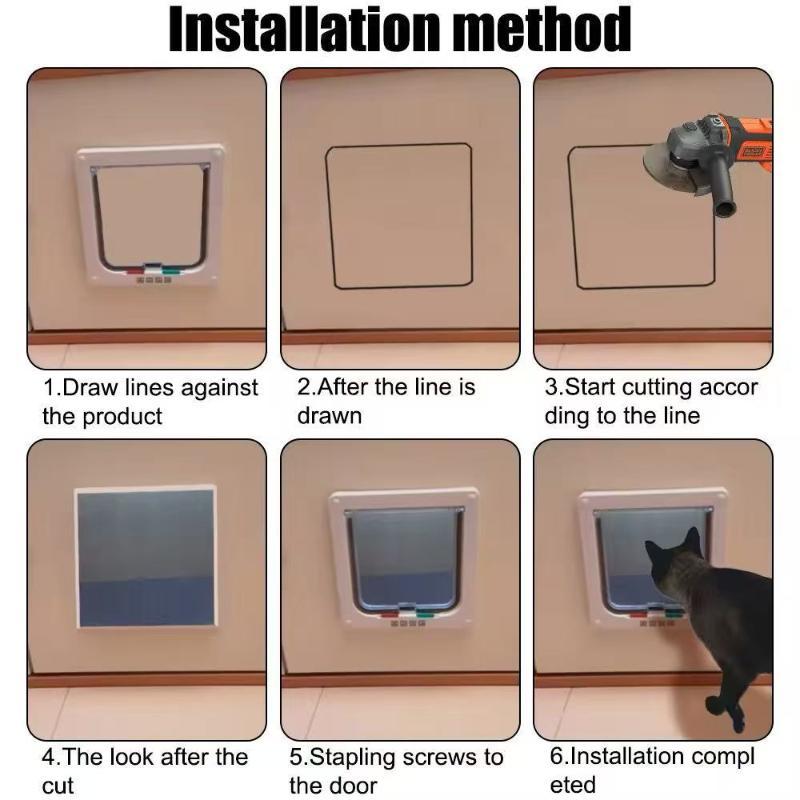 Gattaiola Impermeabile 4 Vie di Chiusura Sportellino Trasparente Design Insonorizzato per Interno Esterno Casa Ufficio Uso Animali Domestici