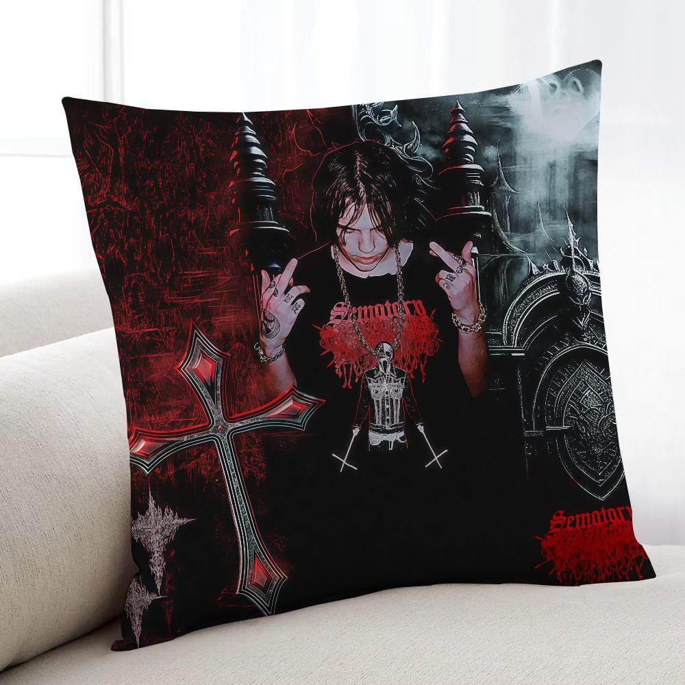 S-Sematary Rapper Hip Hop Cushion Cover Home Bedding Sofa Living Room Pillowcase Simple Soft Skin Cushion Cover Party Gift
