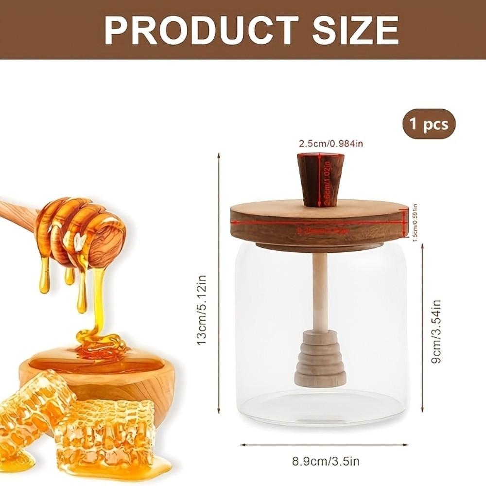 Durable High Borosilicate Glass Honey Jar with Lid 500ml Honey Dispenser Jar Sealed Wooden Lid Honey Storage Jar Home Kitchen