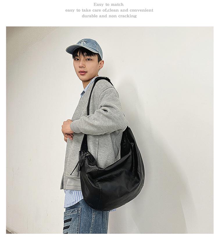 Leather Koreanstyle Croissant Soft Large Crossbody Bag For Men Retro Fashion Trend