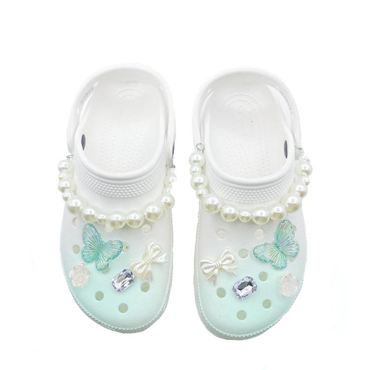Crocs Classic Platform Clog EVA Pothos Butterfly Wings Beach Travel Versatile Fashion Trend Hole Shoes for Men and Women Green