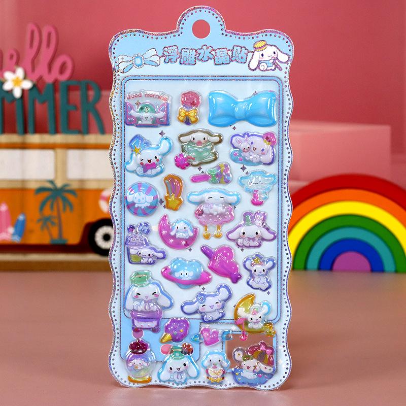 1pcs Kawaii Sanrio Kuromi Cartoon 3D Relief Stickers Aesthetic Waterproof DIY Diary Laptop Cute Anime Decoration Sticker Toys