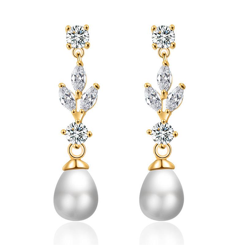 Luxury Elegant Pearl Crystal Drop Earrings For Women New Waterdrop Long Tassel Earrings Female Party Wedding Jewelry Gifts
