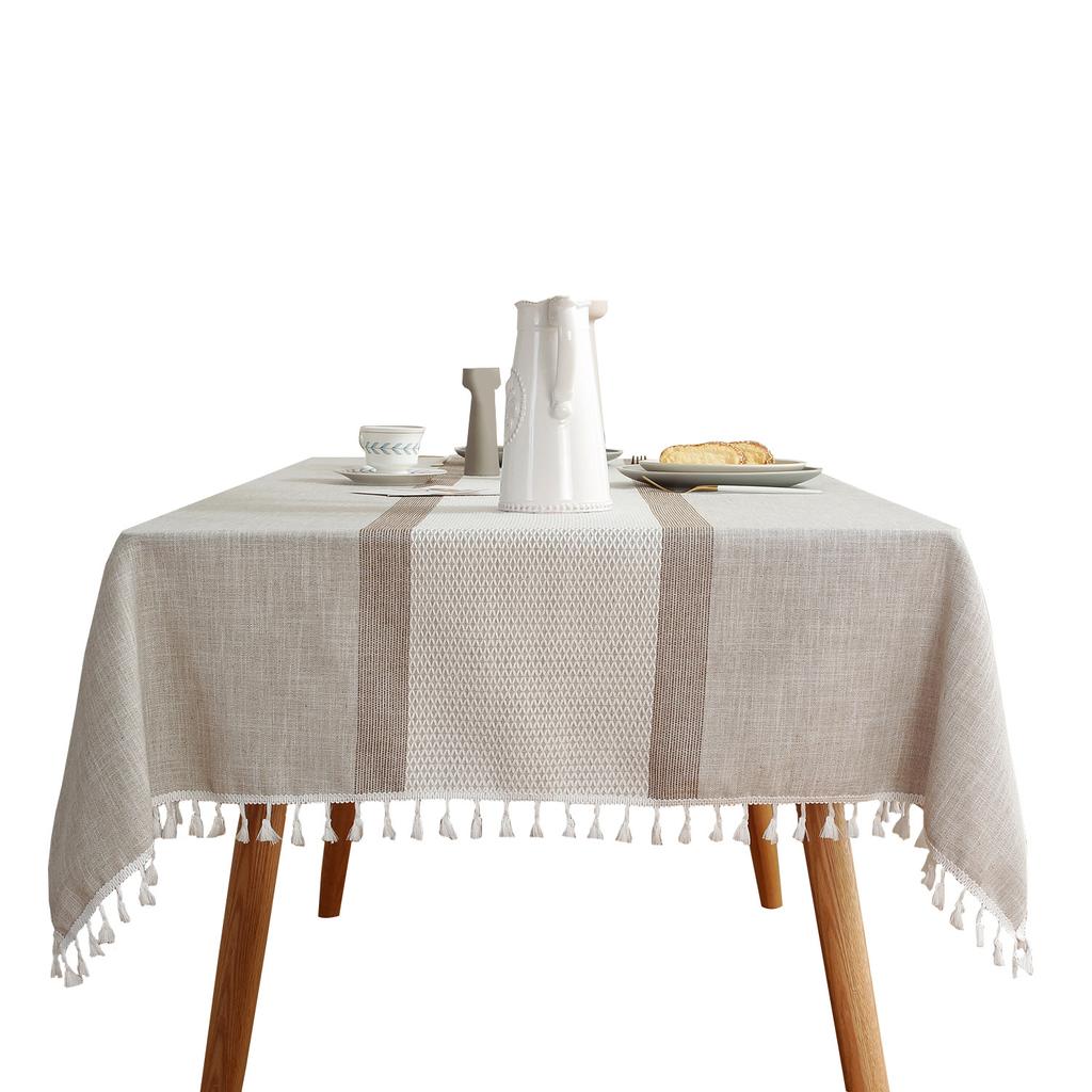 Simple Grid Tablecloth Household Cotton And Linen Fabric Rectangular Striped Tablecloth Dining Table Cloth Coffee Table Cloth