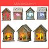 Elegant Led Light Wood House Ornament For Christmas Tree Hanging Decor