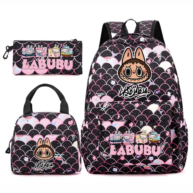 3Pcs/set Backpack for Girl School Teen Student Knapsack Women Rucksack with Lunch Bags Pencil Bag Fish Scale Style Bags