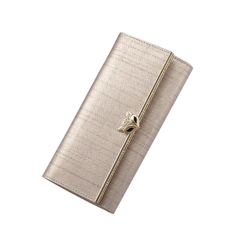 Женский кожаный длинный кошелек FOXER большой емкости