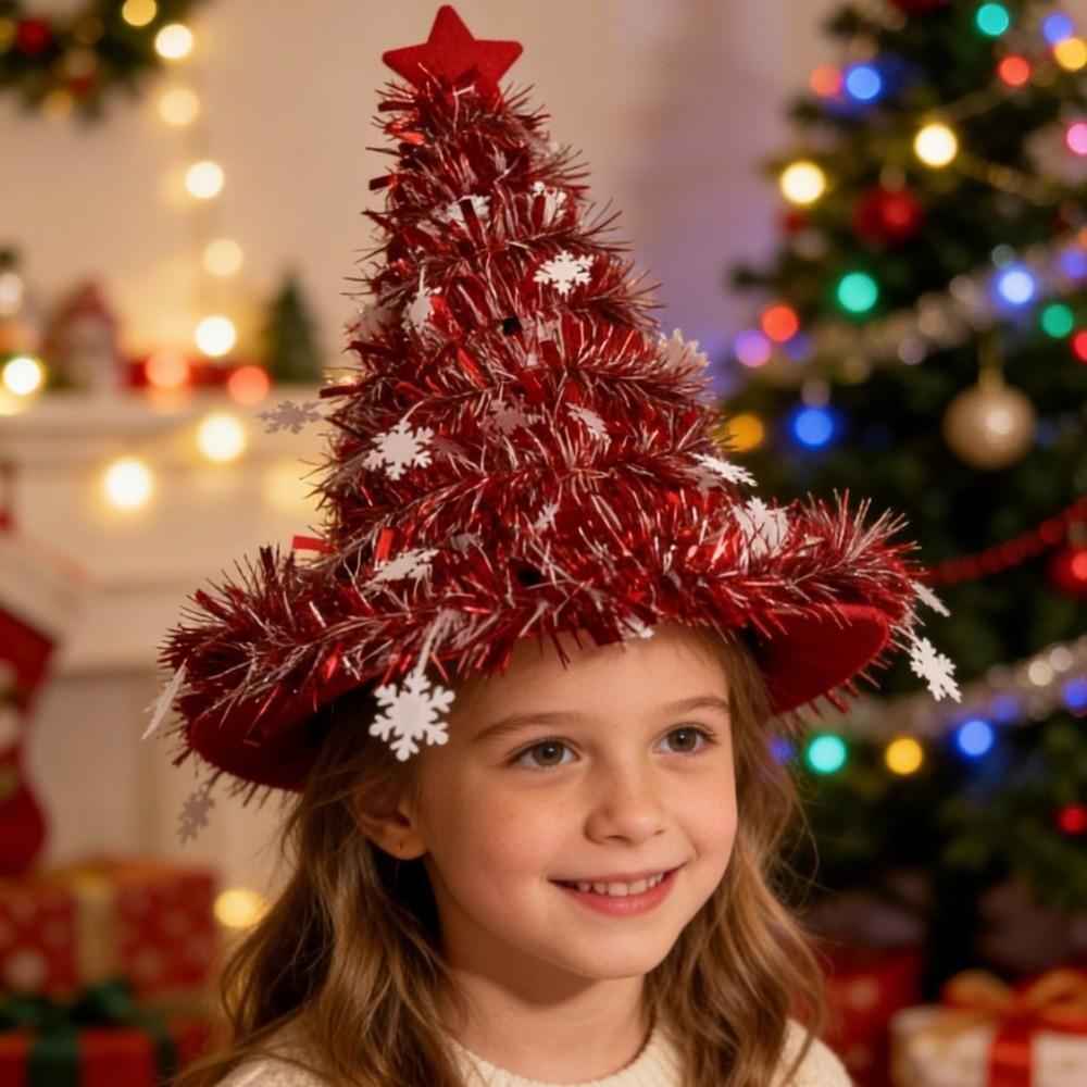 Non-woven Rain Silk Christmas Hat Snowflake Christmas Decor Christmas Tree Hat Party Supplies
