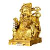 Large Yellow Brass God of Wealth Statue on Dragon Chair, Wen Cai Shen Design, Ideal for Shop Opening or Home Worship.