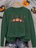 Women's Halloween Long Sleeve Tee Funny Cute Pumpkin Print Soft Casual Pullover Top Gift