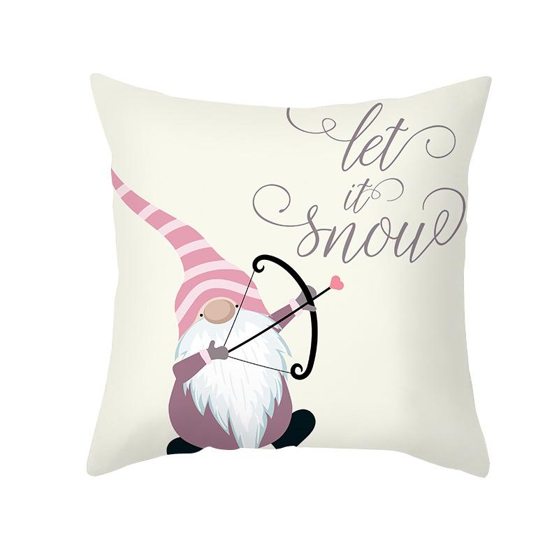 Cartoon Printed Christmas Pillow Case Peach Skin Santa Claus Wish Pillow Home Sofa Cushion