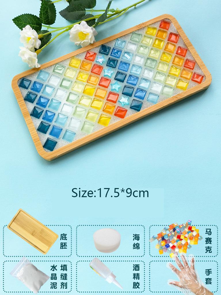 Bamboo Mosaic DIY Coasters Handmade Creative Material for Cup Mat Placemat Mosaic Crystal Craft Tool Kit Kids Gift