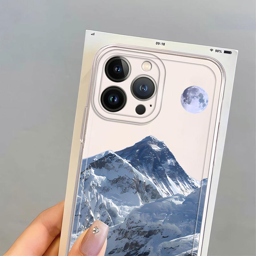 Case for iPhone 17 Pro Max 14 Plus 12 Mini 7 8 11 XS Max XR 16 Air 15 13 Pro Soft Phone Cover Snow Mountain Scenic Range