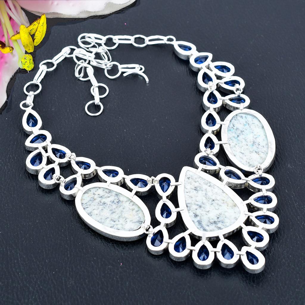 K2 Blue Azurite, Blue Topaz 925 Sterling Silver Jewelry Necklace 18" KG-1852