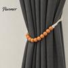 Reusable Curtain Ties 2Pcs Wood Bead Tiebacks, Holdbacks for Thin or Thick Window Draperies, Beautiful Buckles Boho Farmhouse Tie Backs Home