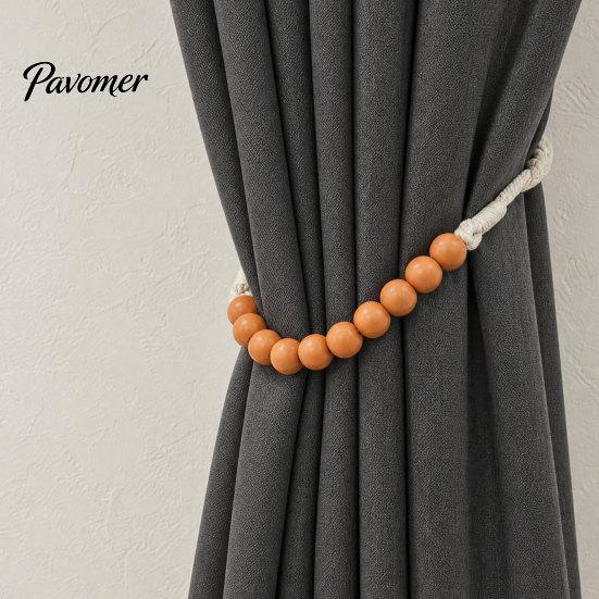 Reusable Curtain Ties 2Pcs Wood Bead Tiebacks, Holdbacks for Thin or Thick Window Draperies, Beautiful Buckles Boho Farmhouse Tie Backs Home
