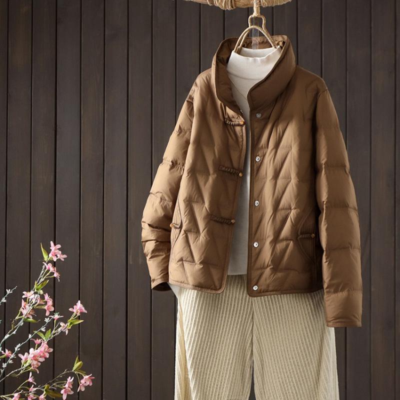 Casual Retro Ethnic Down Jacket Women's Winter Literary and Artistic Buckle To Keep Warm, Small Mother's Shirt Is Trendy