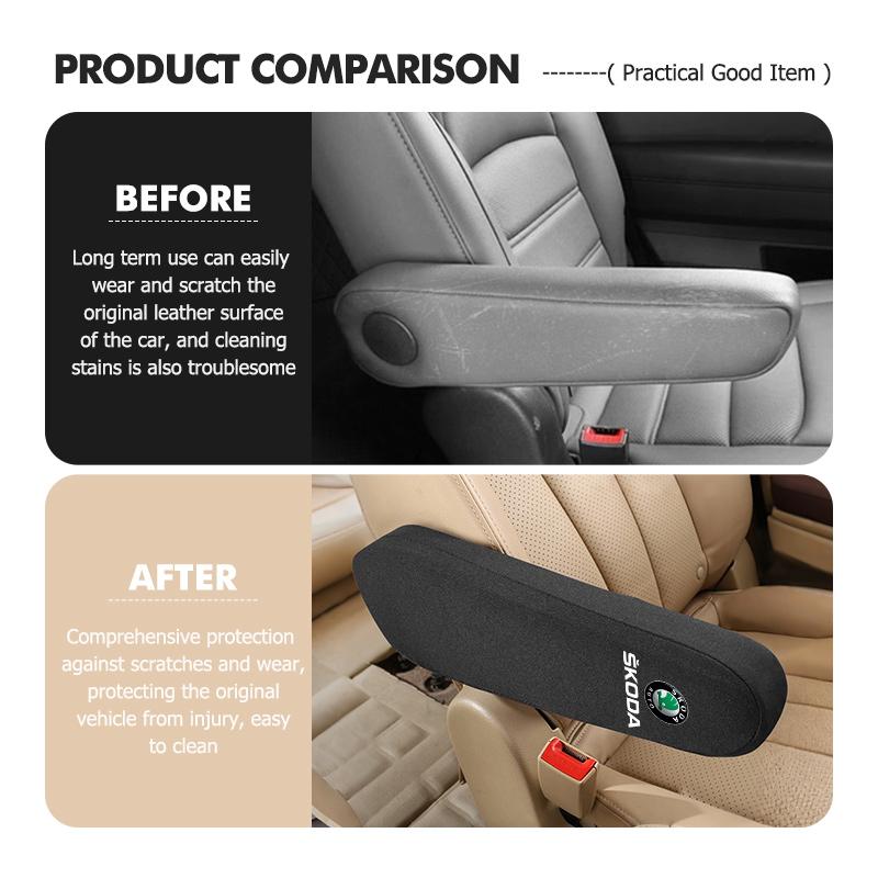 AAABT1 Car Interior Armrest Dust Proof Hand Armrest Protector Covers For Skoda Kamiq MK3 Roomster Rapid Kodiaq Karoq Fabia Enyaq