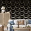 Black and Gold Tropical Pattern Wallpaper In Black, Ochre and Brown 50x1000