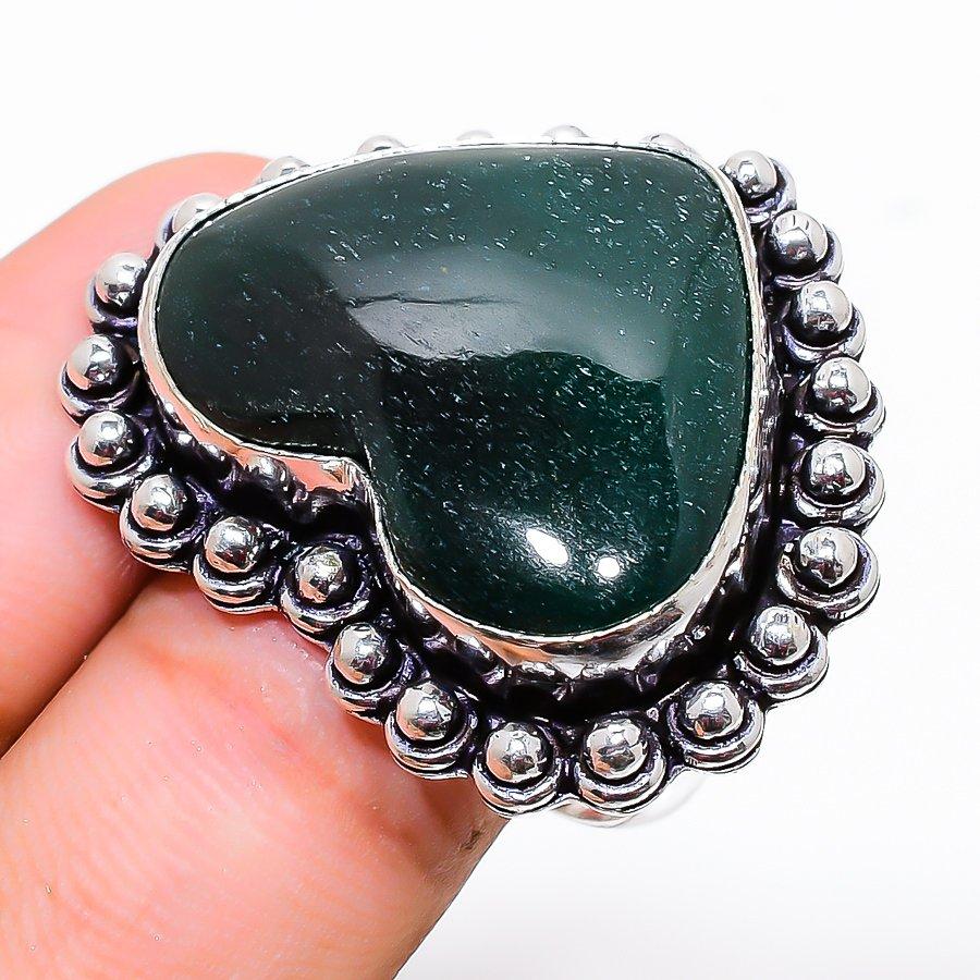 

Этническое ювелирное кольцо ручной работы с зеленым авантюрином, размер 9SR-1939