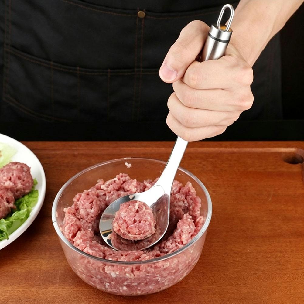 2Pcs Stainless Steel Meat Baller Soup Spoon Set,Meatball Maker Spoon with Hole Long Handle Soup Ladle,Kitchen Cooking Tools6