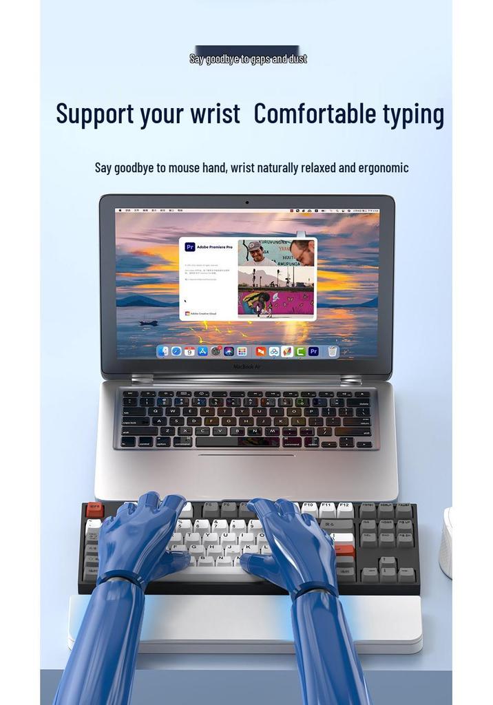 QS22 Multifunctional Cleaning Brush & Leather Wrist Rest for Office Keyboards