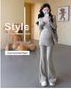 Maternity Chic: Korean-Style Long Sleeve Top & Micro Flare Pants Set for Spring/Autumn