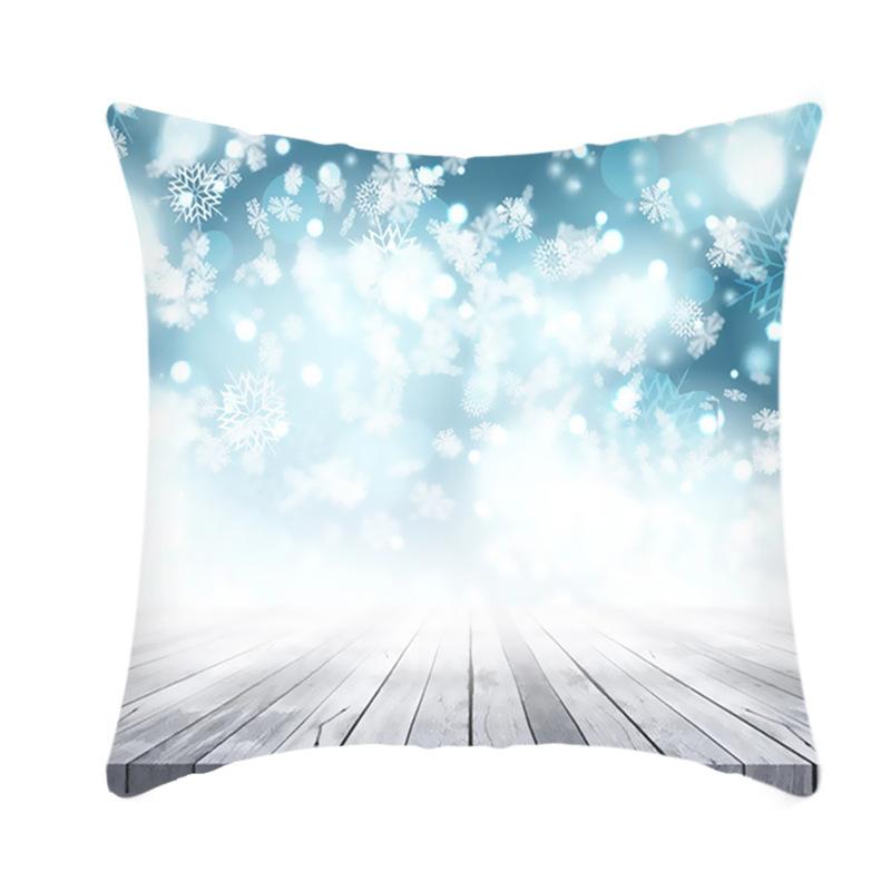 Christmas Blue Ice Snow Deer Digital Printing Short Plush Pillow Covers For Car Sofa Office Cushion Cover Home Goods 60X60Cm