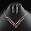 Europäisches und Amerikanisches Burgunder-Halsketten-Set, Ohrringe, Schmuckset, Vielseitiger Brautschmuck, Strassstein-Schmuckanhänger.