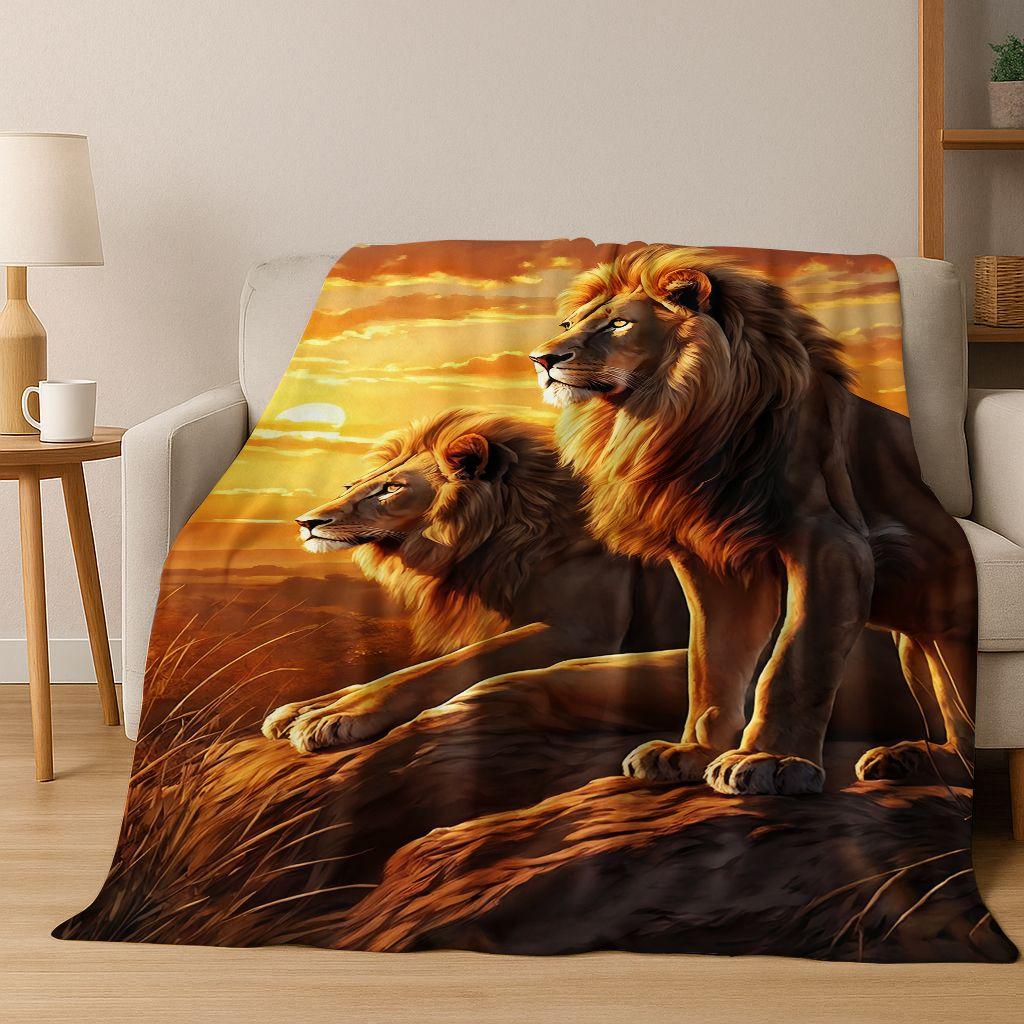 26 Style Wild Animal Lion Beast Cartoon Flannel Blanket,Warm Cozy Soft Throw Blanket for Home Bedroom Bed Sofa Picnic Cover Kids