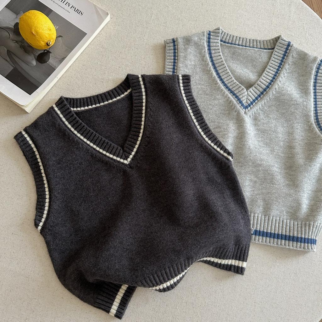 Boys Cotton Knit Vest Spring Autumn Preppy