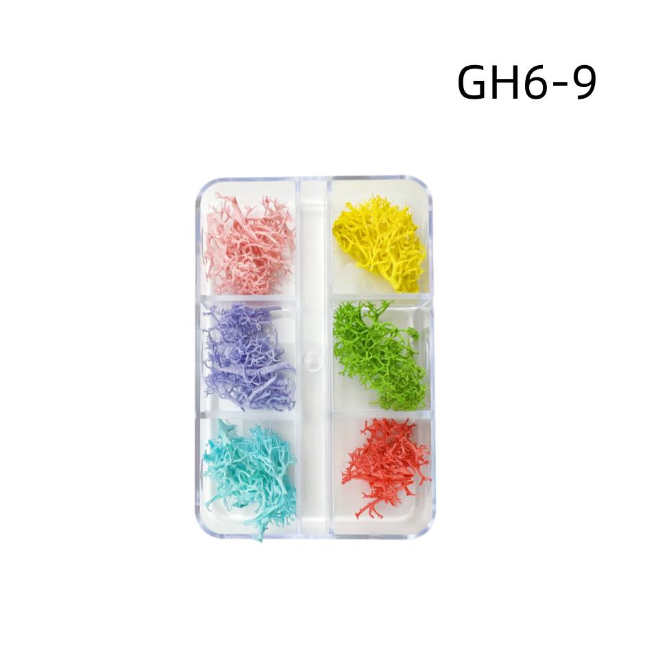 6-Grid Natural Dried Flowers for Nail Art - Japanese Style Sunflower & Baby's Breath DIY Decorations