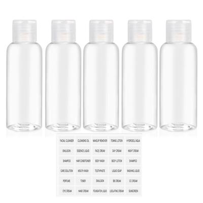 5PCS 100ML Refillable Empty Plastic Transparent Bottle with Flip Cap Portable Squeeze Shampoo Conditioner Travel Bottles