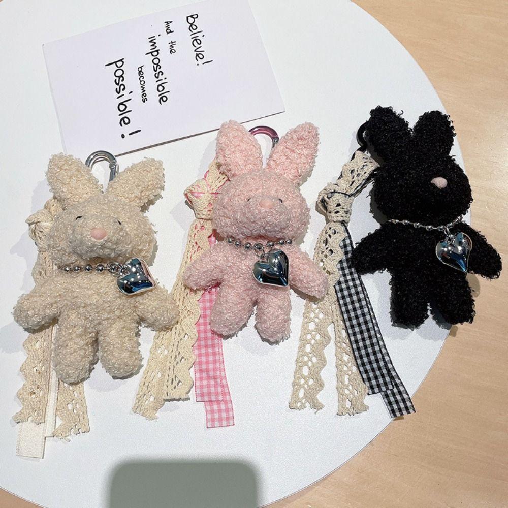 Cute Rabbit Plush Bag Pendant Bow Ribbon Rabbit Plush Doll Rabbit Doll Charm Daily Carry