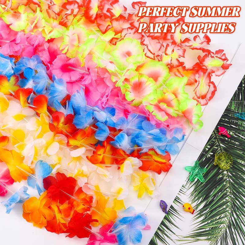 Hawaiian Lei Hula Garland Fancy Dress Up 100cm Flower Necklace Beach Party Prop