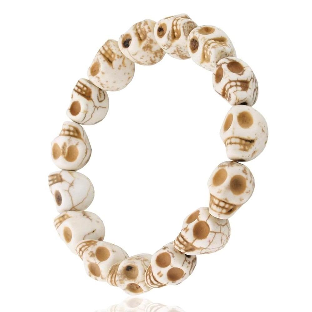 Acrylic Skeleton Beaded Bracelet Bone Stone Elastic Bangle Punk Skull Beaded Bracelet Teenager