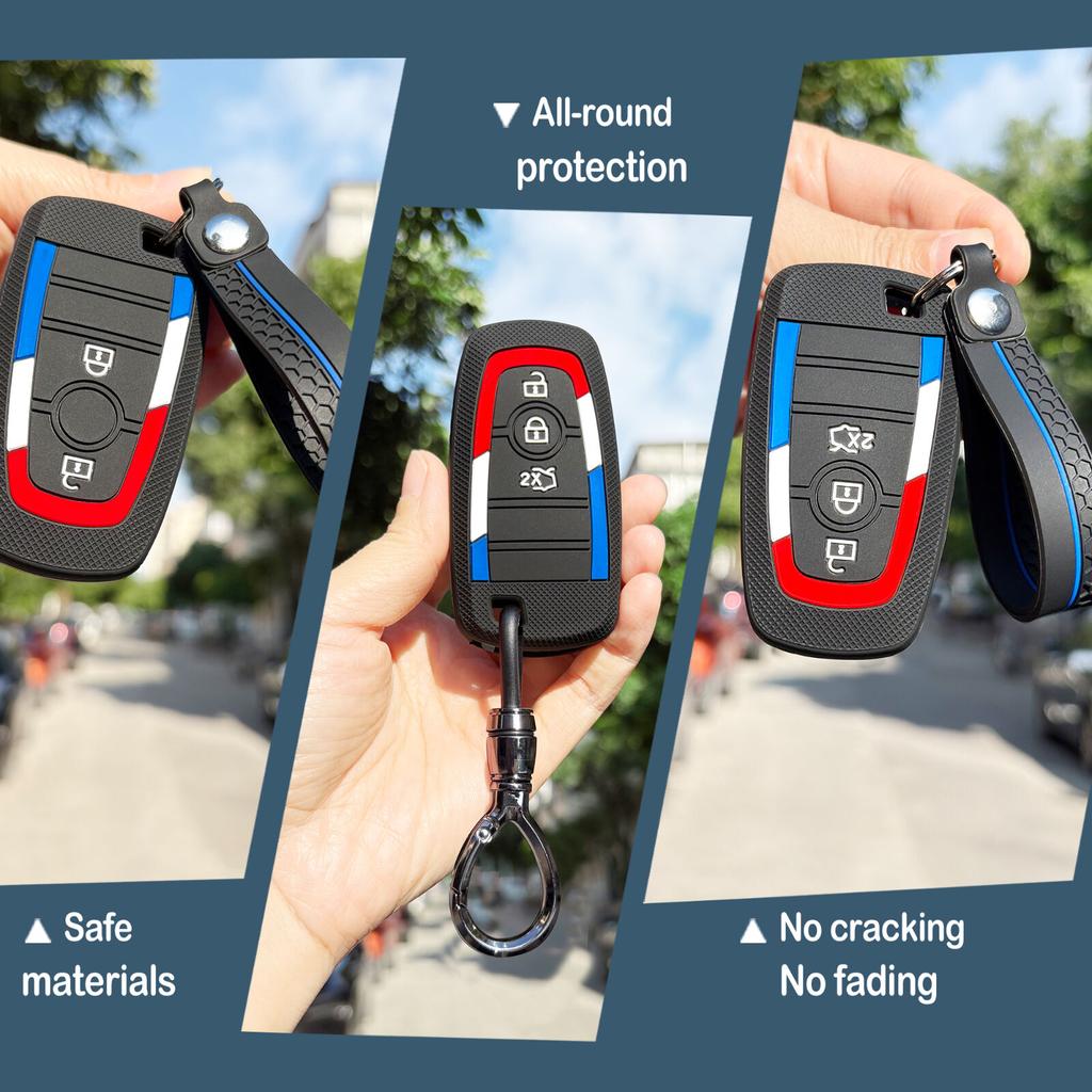 Soft Key Case For Ford F Series Fusion Escape Ranger Explorer Maverick Focus Edge Key Holder Keychain Accessories Car Key Caps