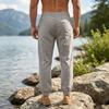 Men's Casual Striped Linen Pants Loose Fit Straight Leg Long Trousers Sporty American Style Men's Wear Breathable Casual Sports Trousers