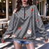 Women's Trendy Lightweight Printed Half-Zip Sweatshirt for Casual Everyday Wear