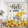 Tende da Doccia Girasole Rustico Giallo Floreale Pianta Arte Vintage Moderno Tessuto in Poliestere Decorazione Tenda Bagno Casa Con Ganci